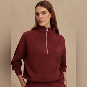 Varley Hawley Half-Zip Sweat in New Maroon, Size Small